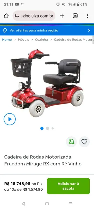 Cadeira de Rodas Motorizada Freedom Mirage RX