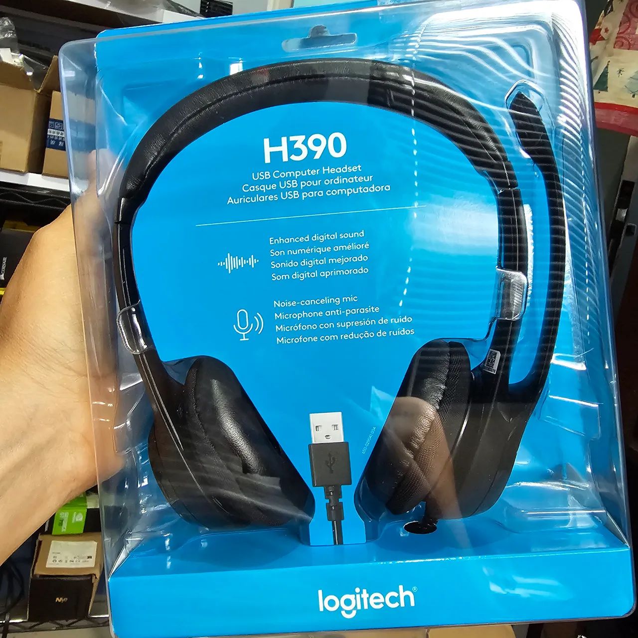 Headset Logitech H390 USB - Novo