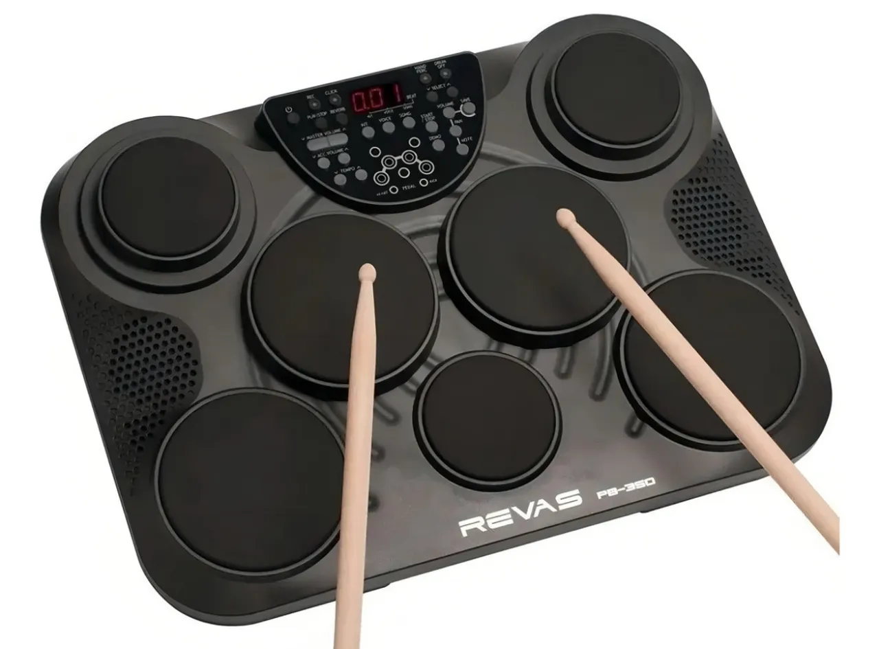 Bateria Eletronica Portatil Revas Pb-350 C/ Fonte Cor Preto