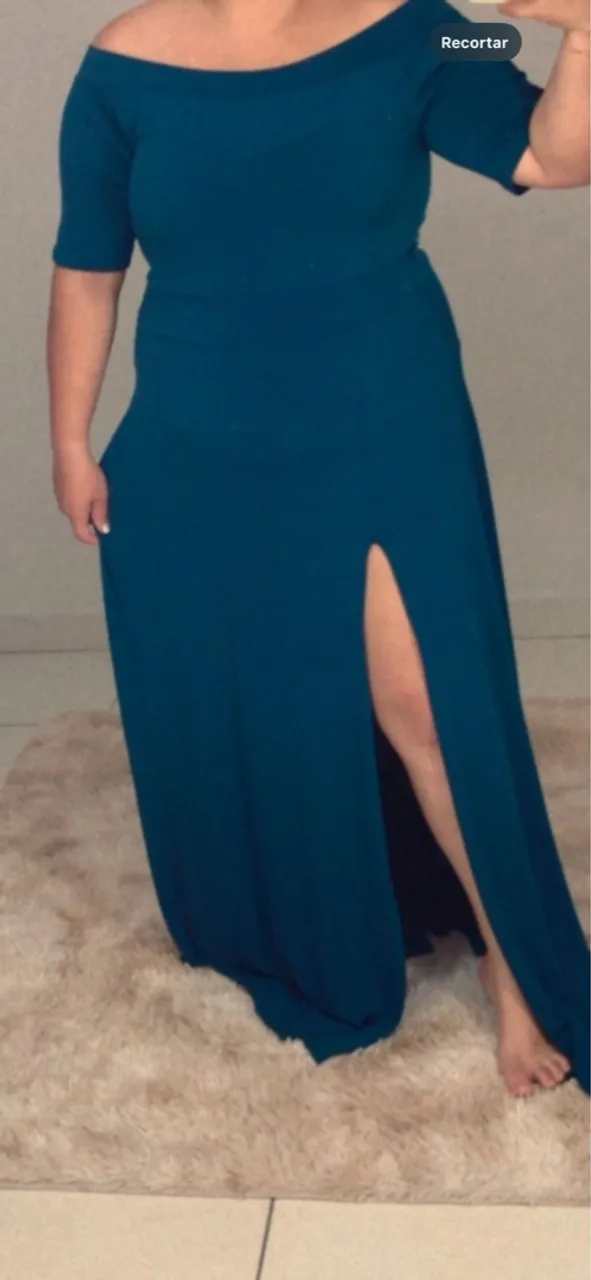 Vestido Longo verde com Fenda
