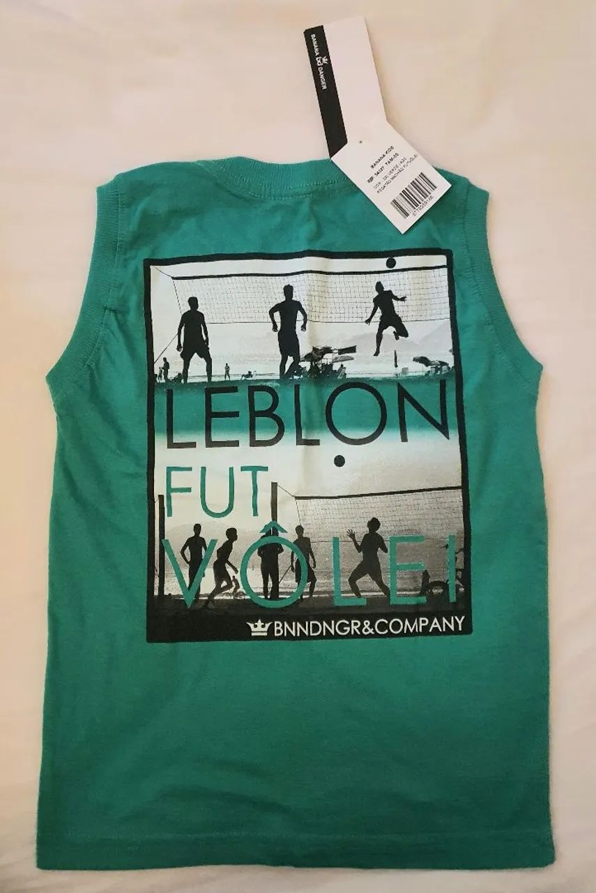 Nova: regata 3 anos Banana Danger verde estampa costas