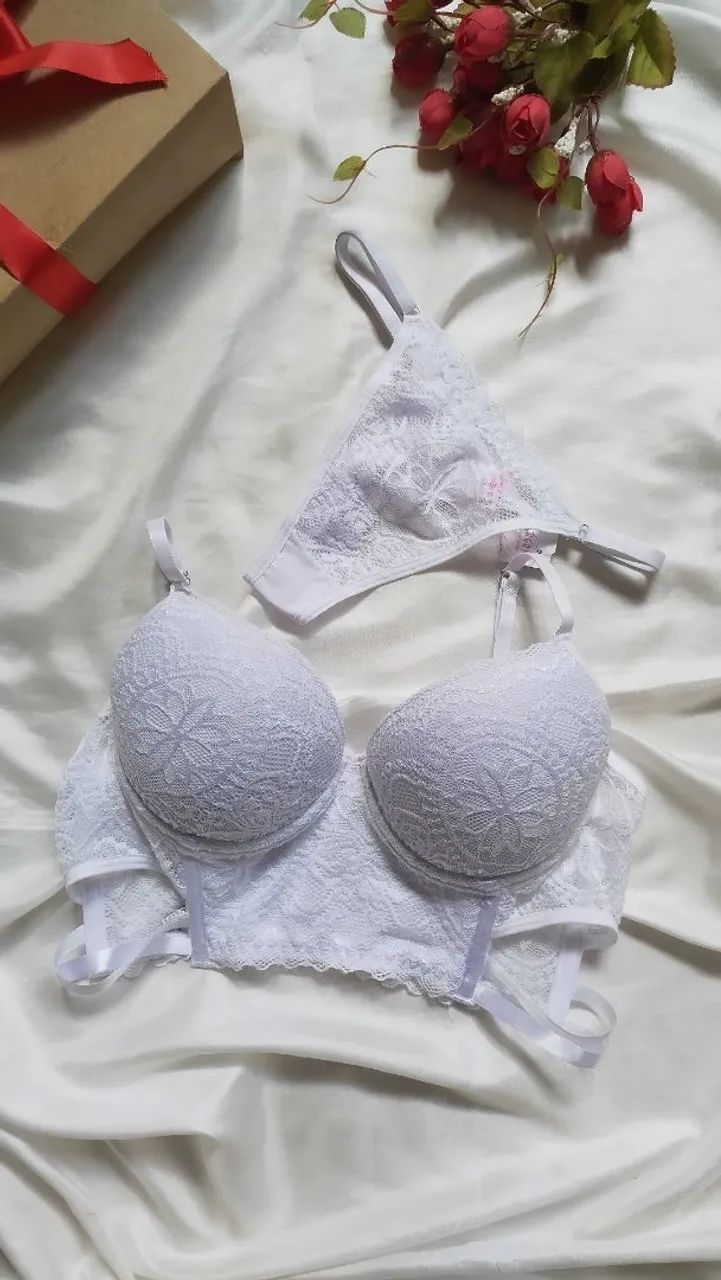 Conjunto de Lingerie Renda Branca G