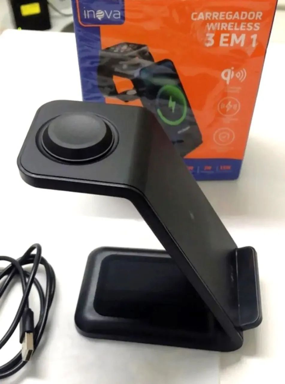 Carregador de Indução Wireless Inova 15W 3 em 1 CHAR-12467 Original