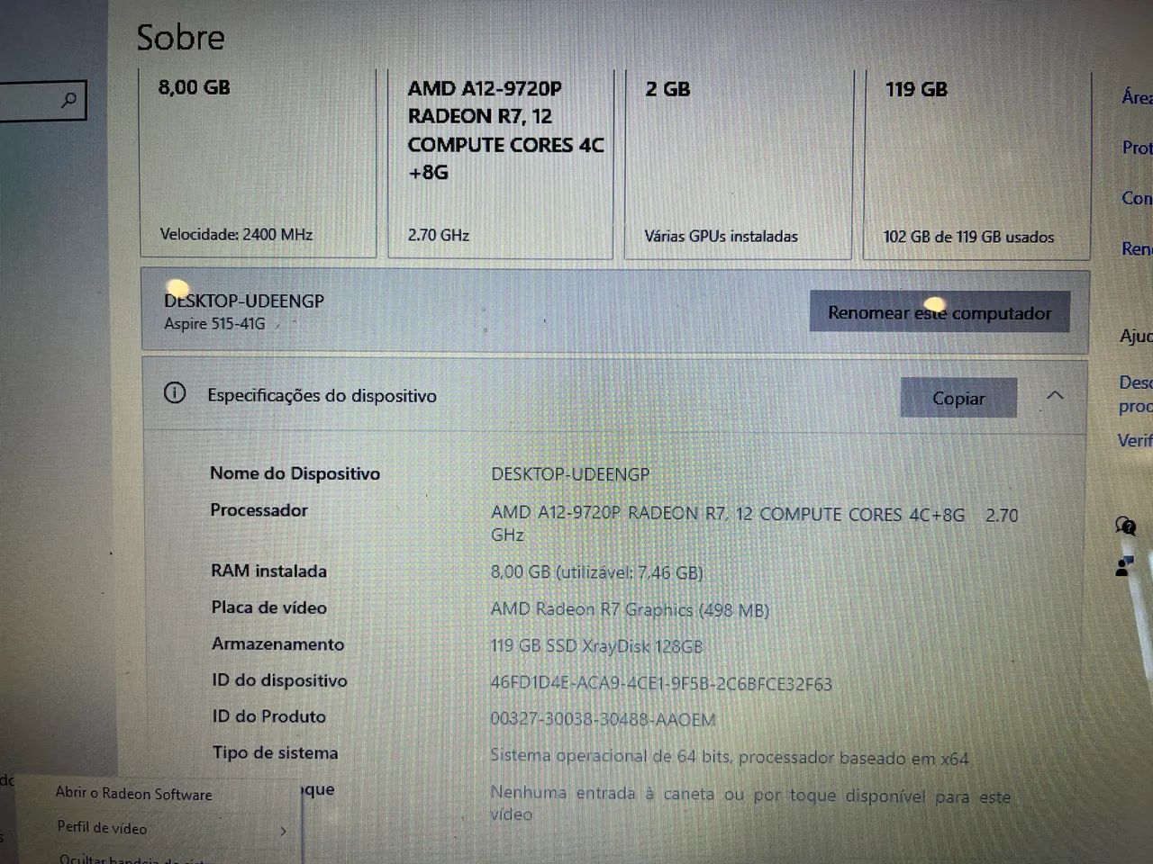 Notebook Acer Placa Vídeo dedicada 2G