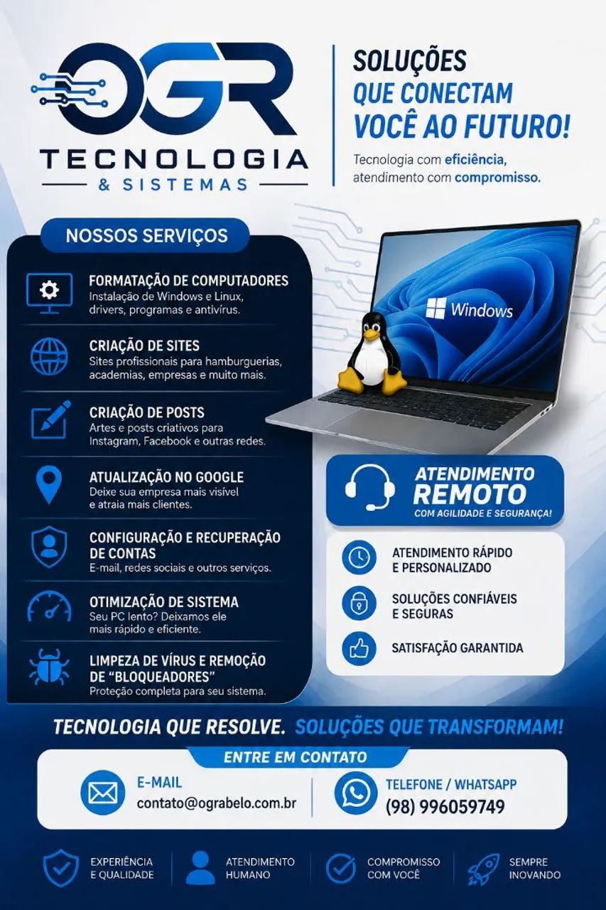 ? Formatação de Computador, Suporte Técnico e Criação de Sites