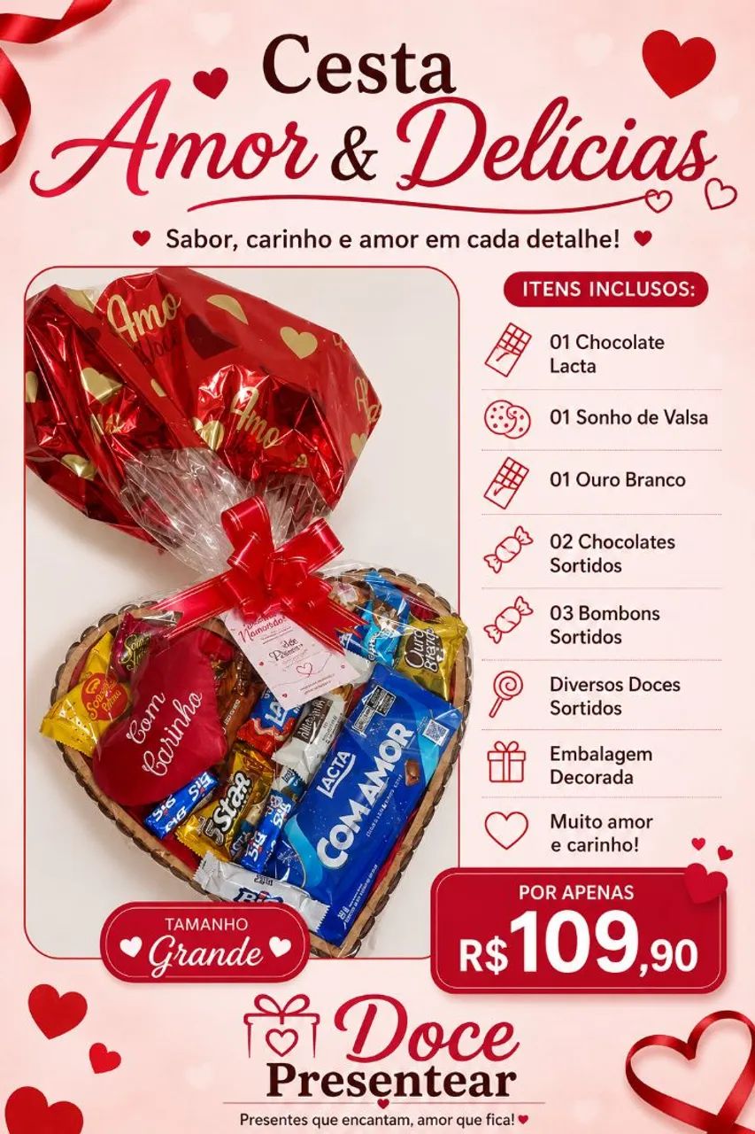CESTA DE PRESENTE DIA DOS NAMORADOS  - Foto 3