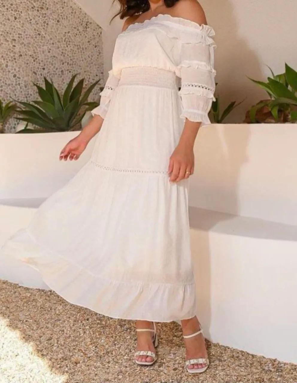Vestido branco off white M Nova Stampa