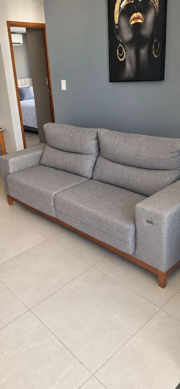 SOFÁ 02 LUGAR KAPPESBERG DAKOTA TEC LINHO CINZA  - Foto 4
