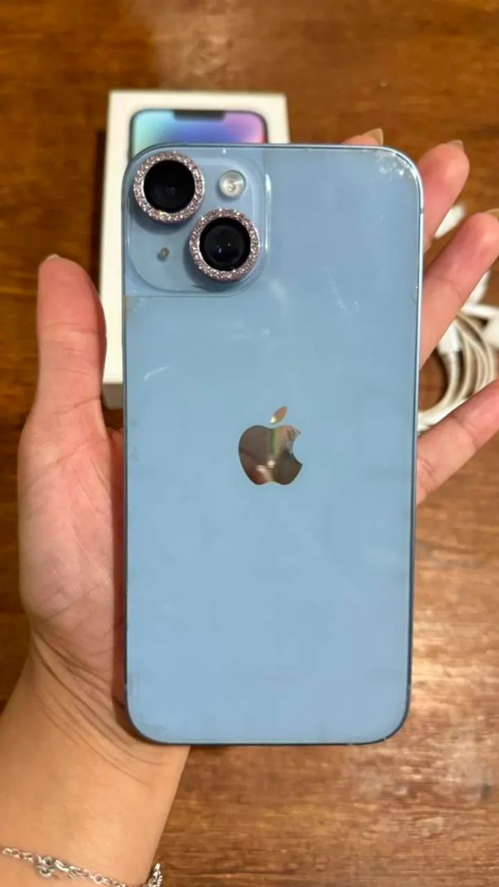 iPhone 14 Azul 128GB Impecável + 8 Capinhas de Brinde! - Foto 3