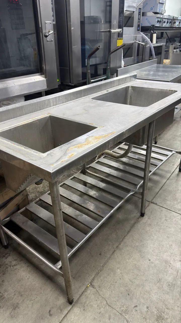 Pia inox com paneleiro  1.70 com tanque e Cuba 