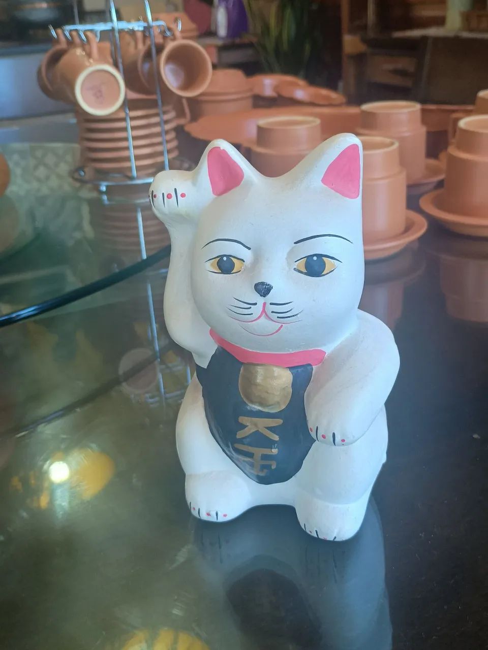 Gatinho de porcelana japonês enfeite