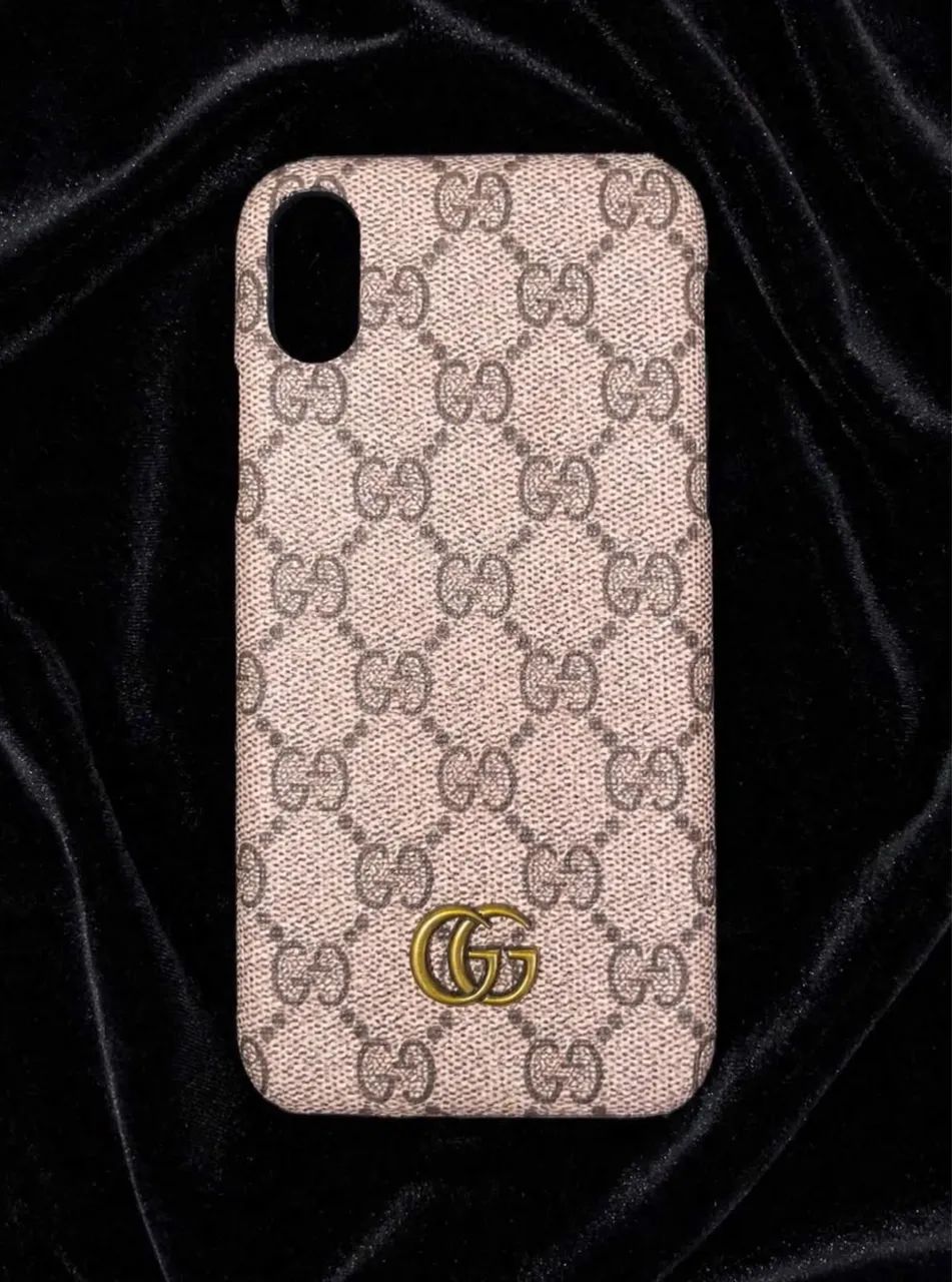 Capinha iPhone 7 Plus 8 Plus X XS Estilo Gucci Bege