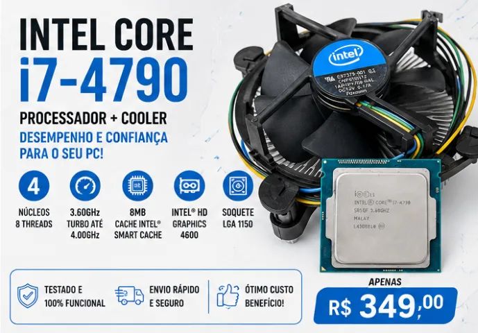 Processador Intel Core i7-4790 3.60GHz LGA1150 4 Núcleos 8 Threads Testado - Foto 4
