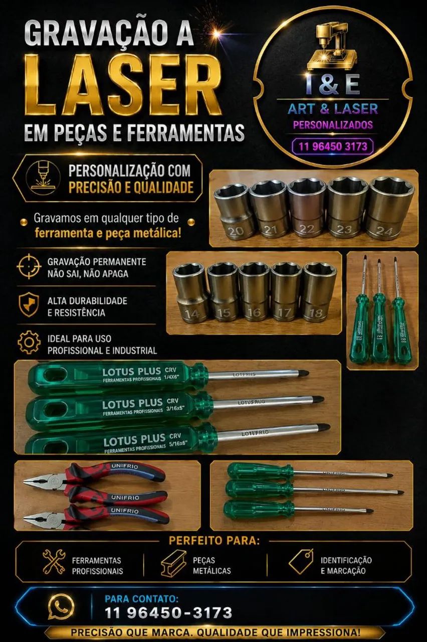 Gravação a laser em Peças e Ferramentas 