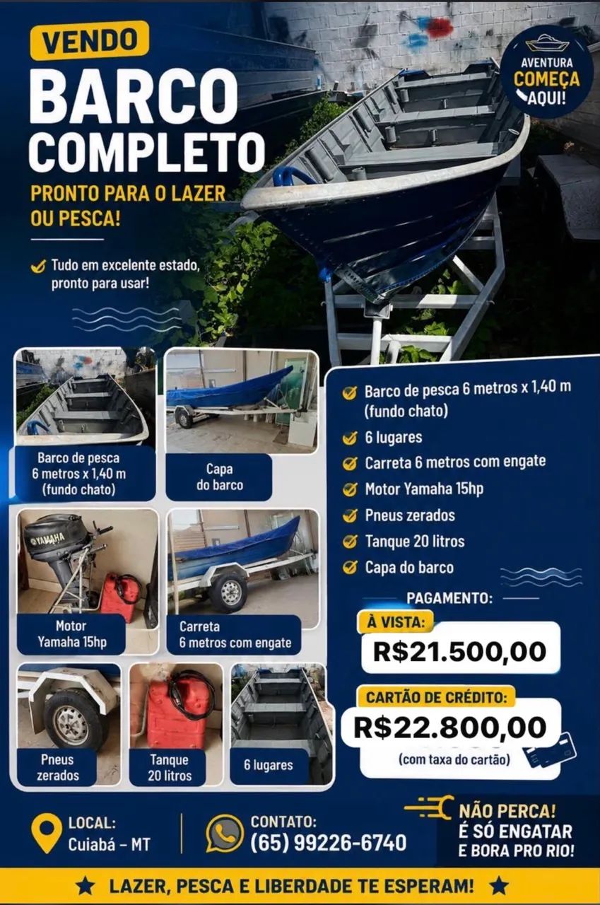 Vendo Barco 6M completo