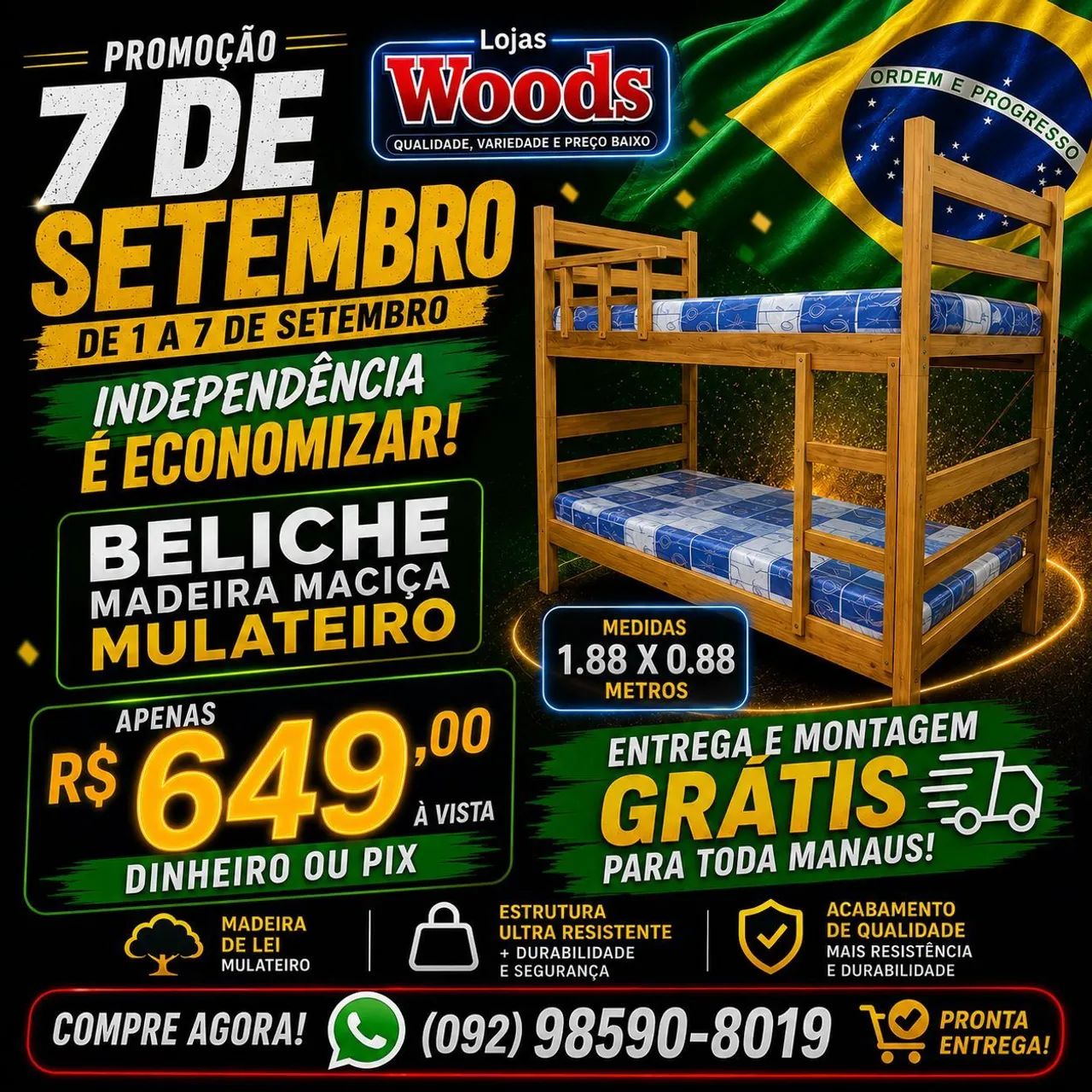 Beliche Madeira Com Entrega e Montagem Grátis para Toda Manaus - Foto 5