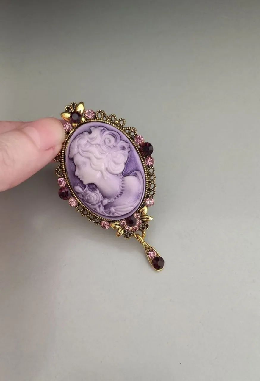 Broche de Camafeu Roxo Oval (novo) - Foto 3