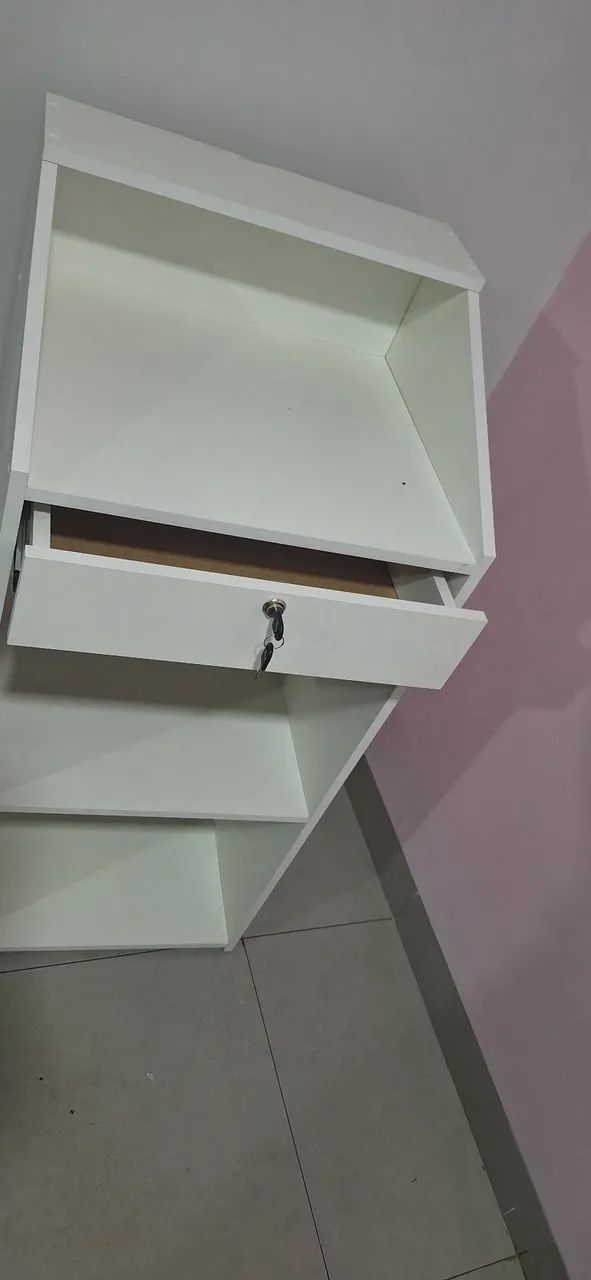 Balcão Caixa Para Loja Balcão Caixa Vallet Com gaveta Branco 100% MDF - Foto 2