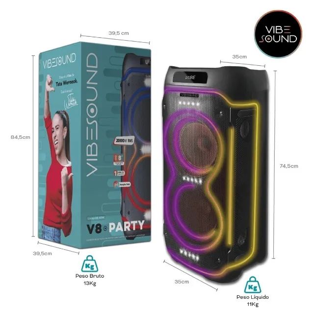 Caixa Bluetooth Vibesound V8 2000w Rms - Foto 2