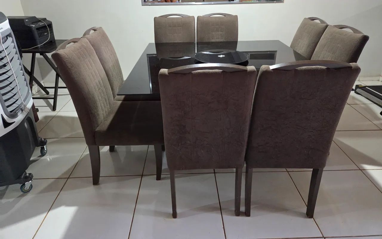 Conjunto de mesa de jantar vidro c 8 cadeiras  - Foto 4
