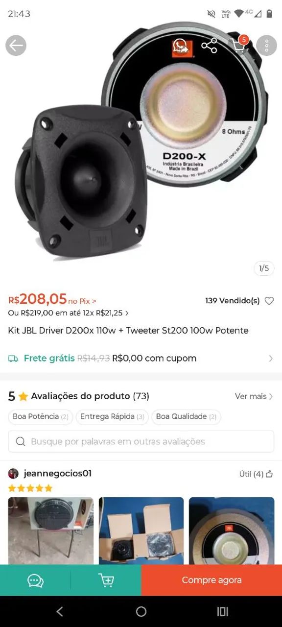 Box tweeter e corneta JBL , faço troca celular. - Foto 5