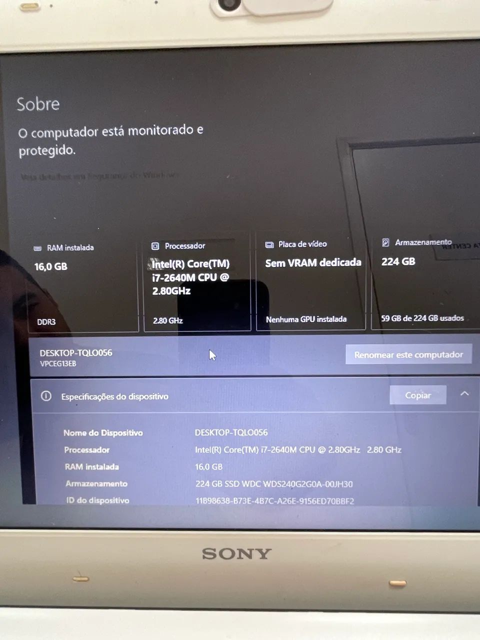 Notebook Sony vaio I7 16gb - Foto 3