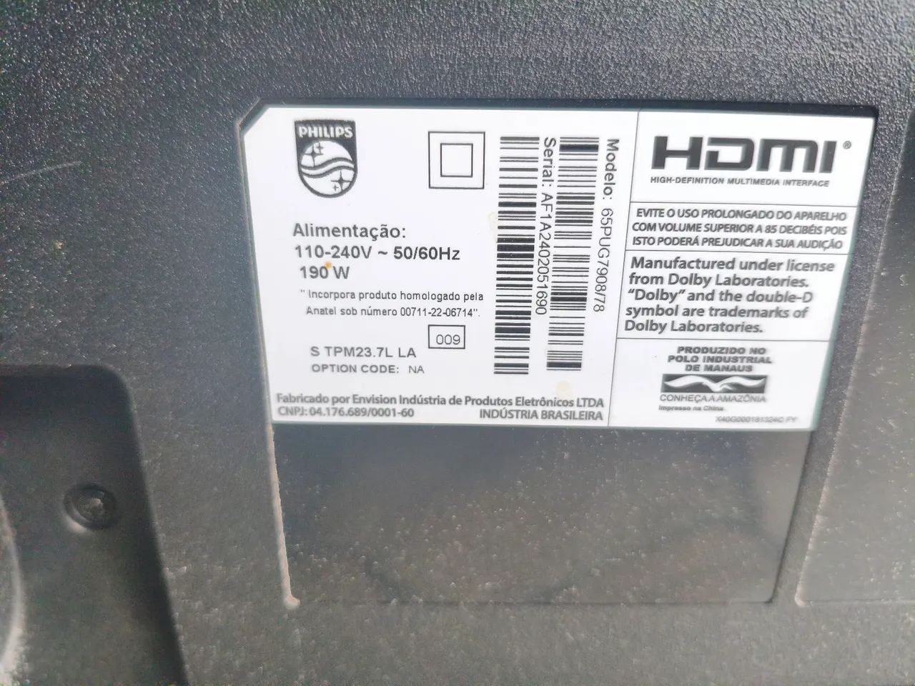 Tv Philips 65 polegadas (tela quebrada )