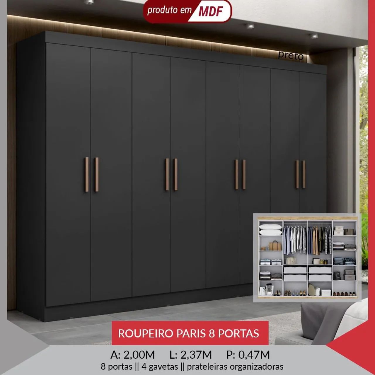 Roupeiro Paris 8 portas 