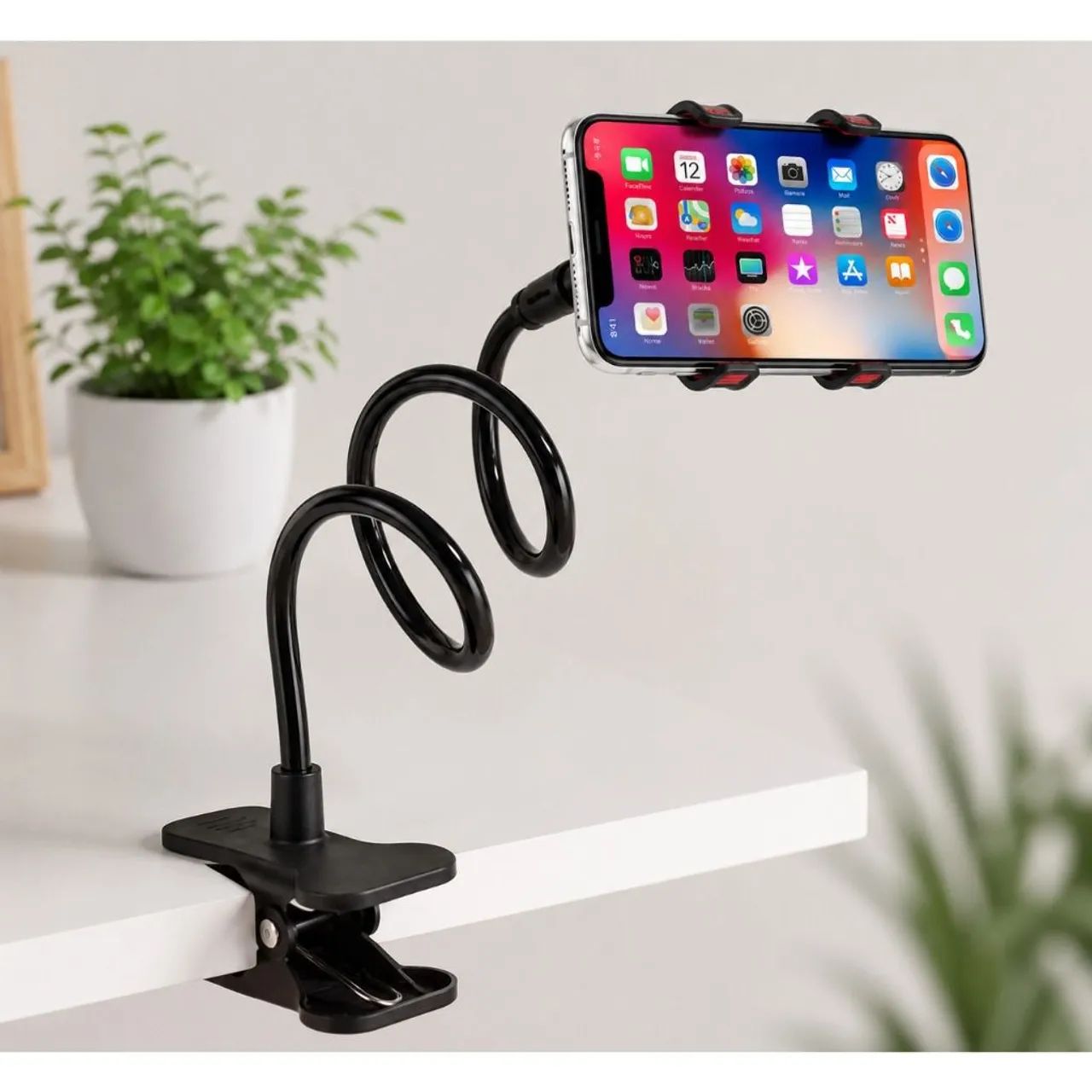 Suporte Articulado para Celular com Garra de Mesa Braço Flexível Ajustável 360°