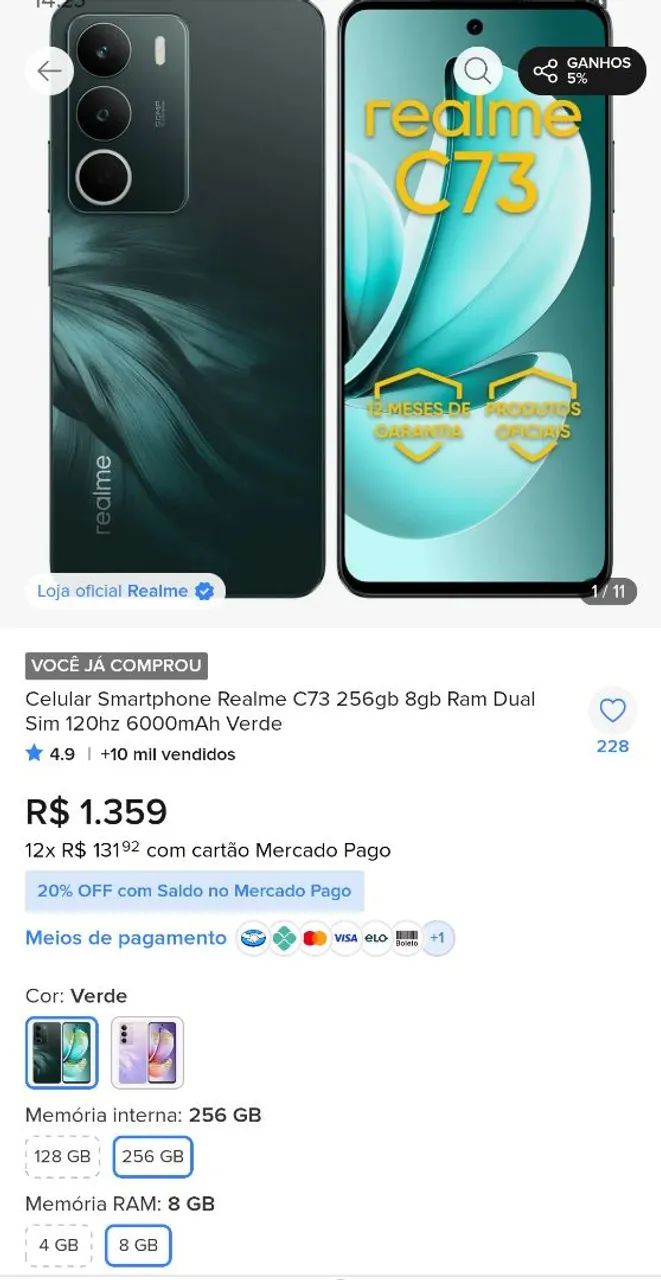 Celular semi novo