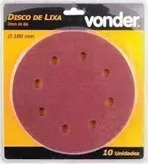 Kit 10 Discos de lixa com costado em pluma 180 mm grão 180, para a lixadeira LPV750 Vonder