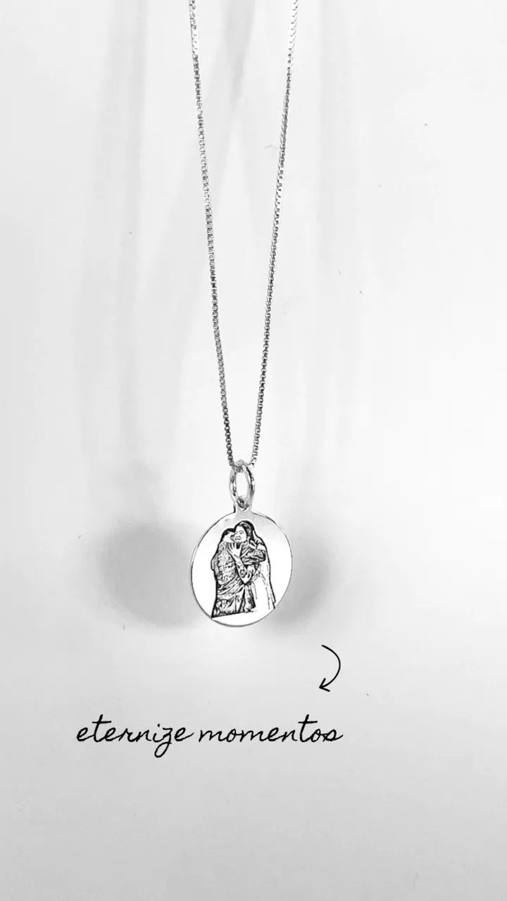 Colar com medalha personalizada com foto na prata 925 - Foto 2