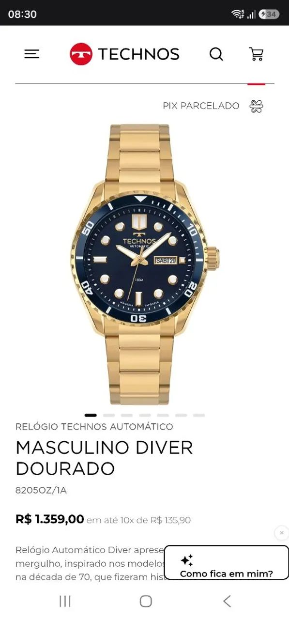 Relógio Technos Aquadiver Automático Série Ouro