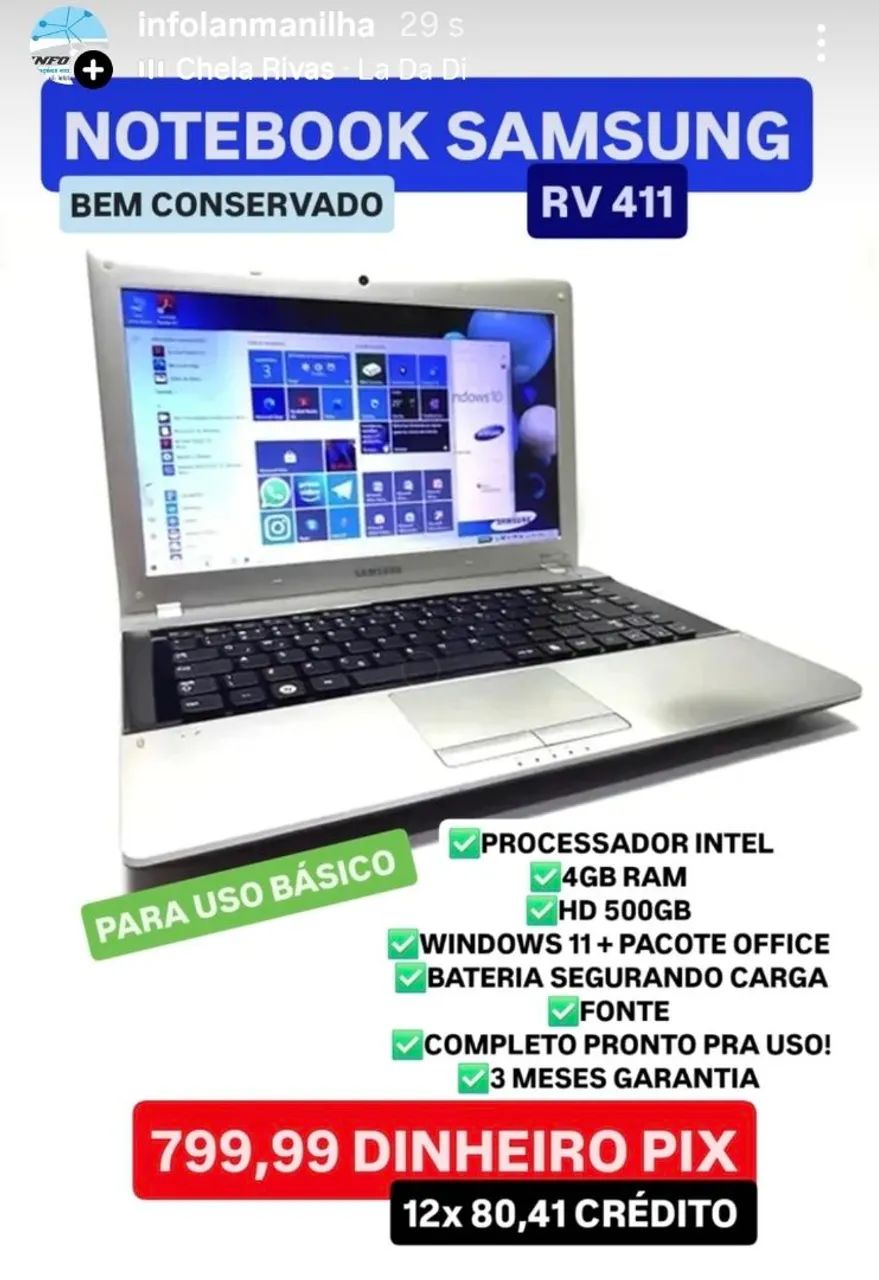 Notebook Samsung Básico 2 com garantia 