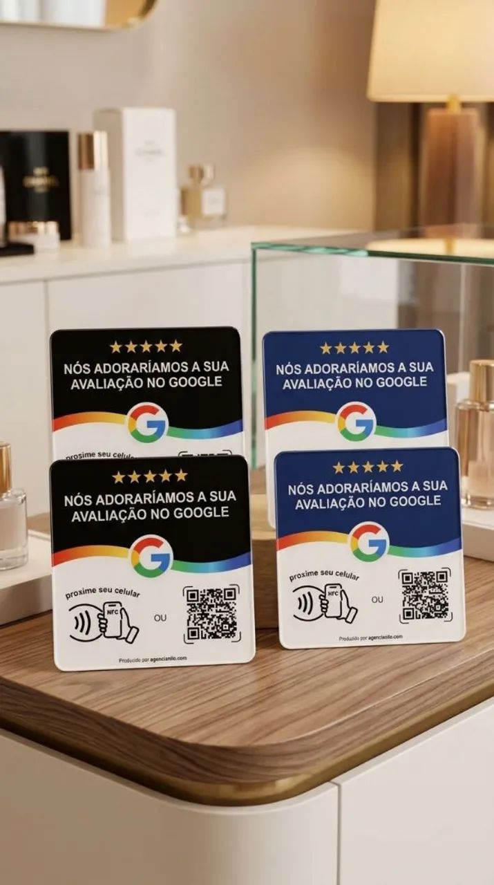Placa de Avaliação Google em Acrílico p/ Balcão