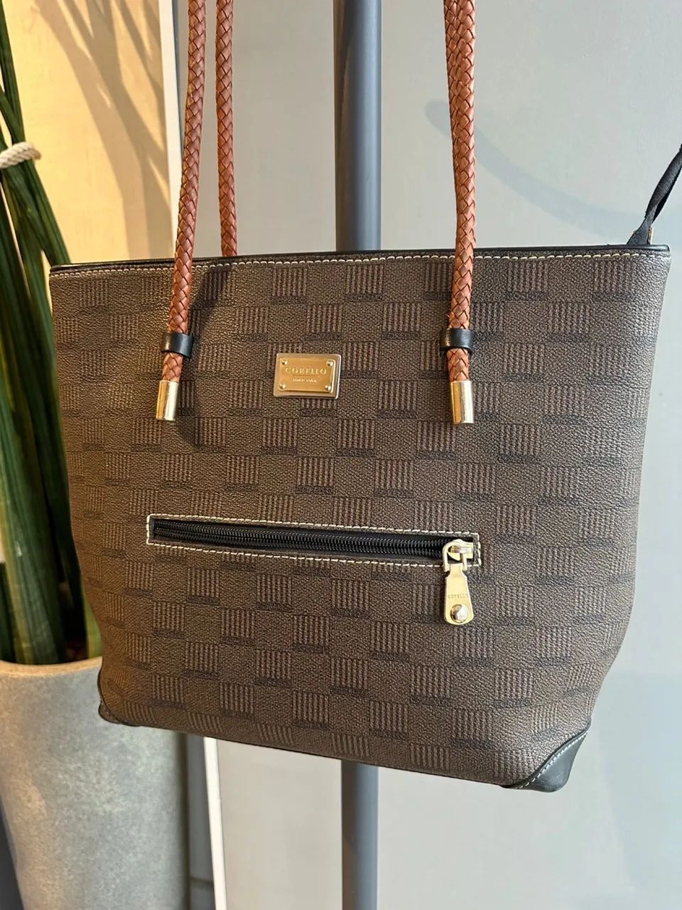 bolsa de couro corello, marrom, novíssima