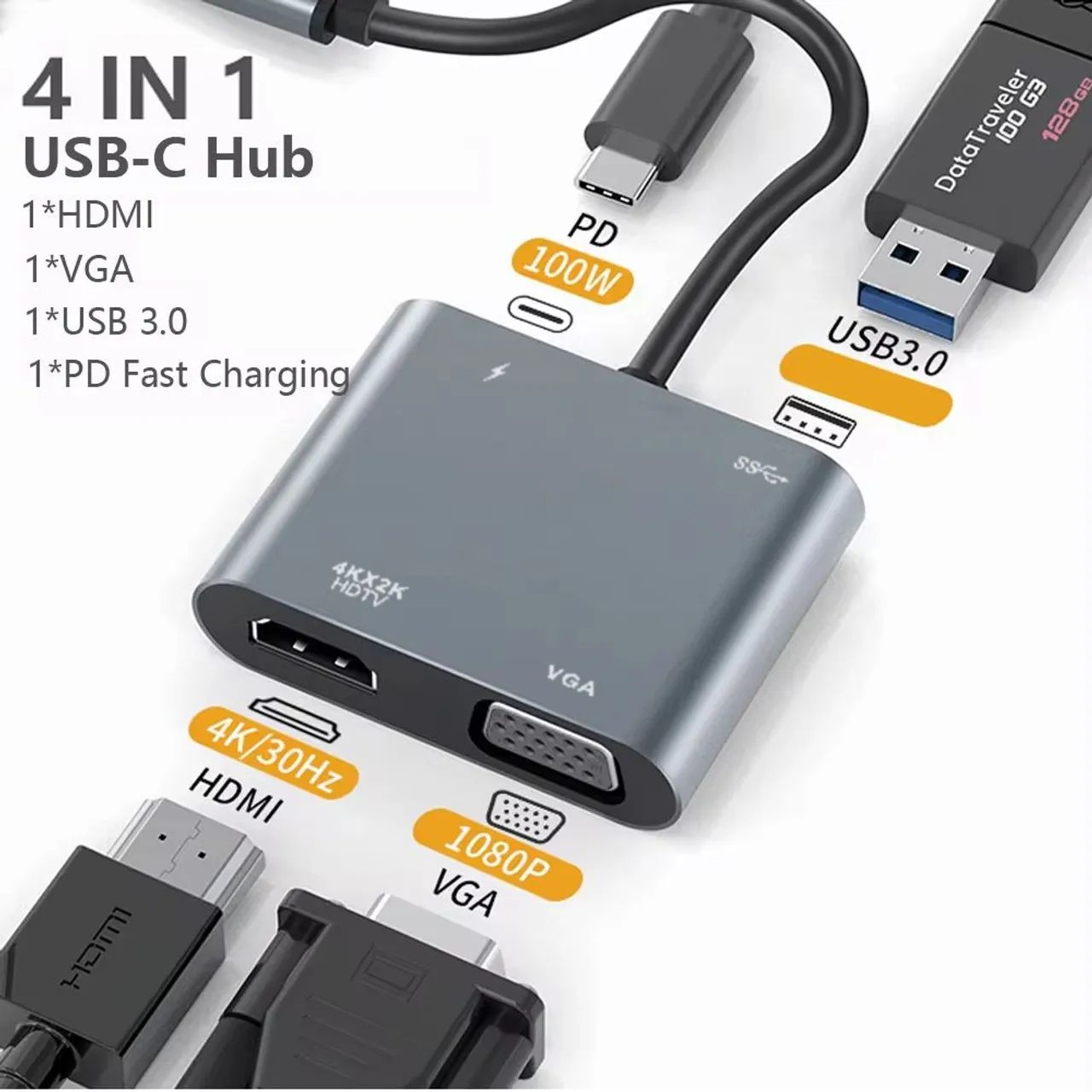 Conversor 4 em 1 VGA, HDMI, USB, PD - Foto 4