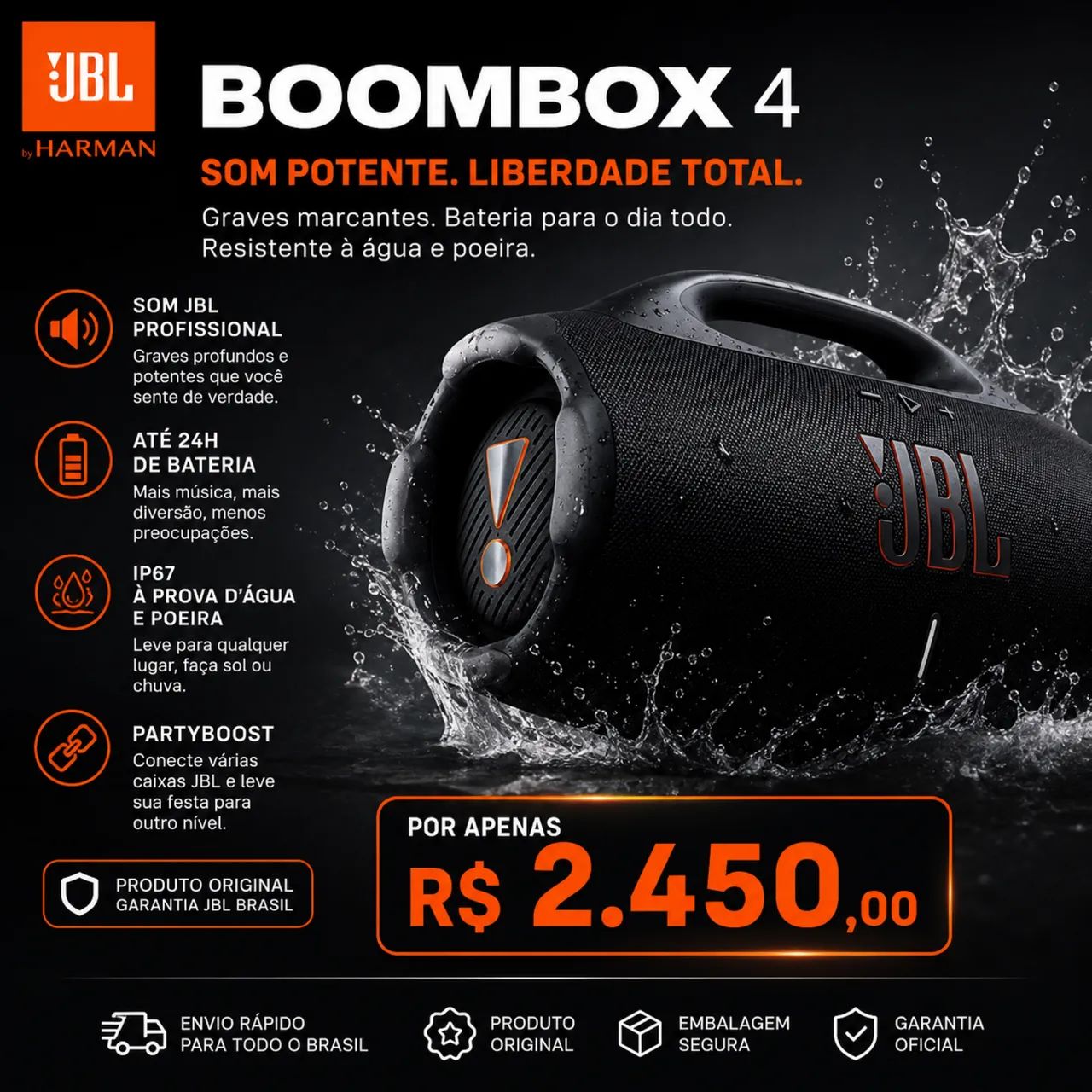 Jbl Boombox 4 lacrada com nota