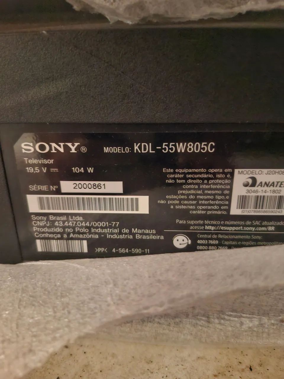 Smart tv sony 55 (tela quebrada)