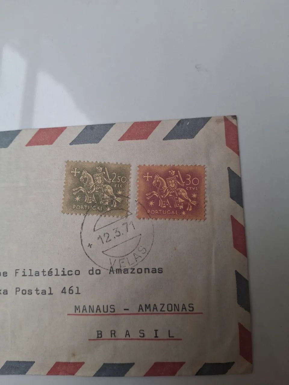 Dupla de selos postal Portugal. Cavaleiro. 