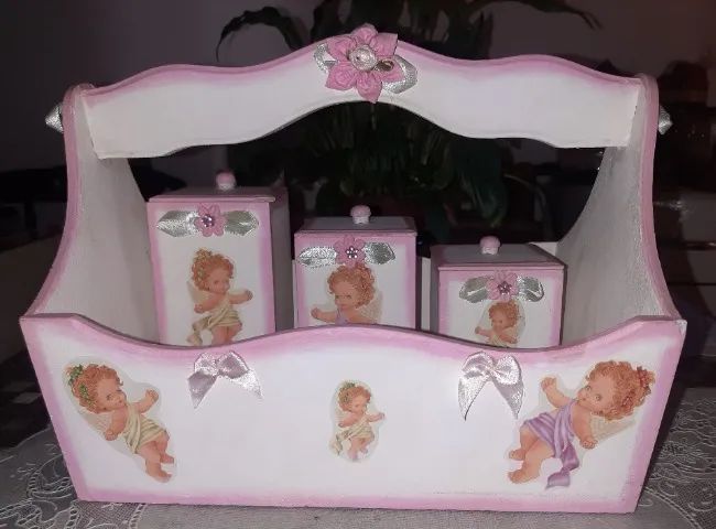 Kit Higiene bebê MDF - Menina - Foto 5