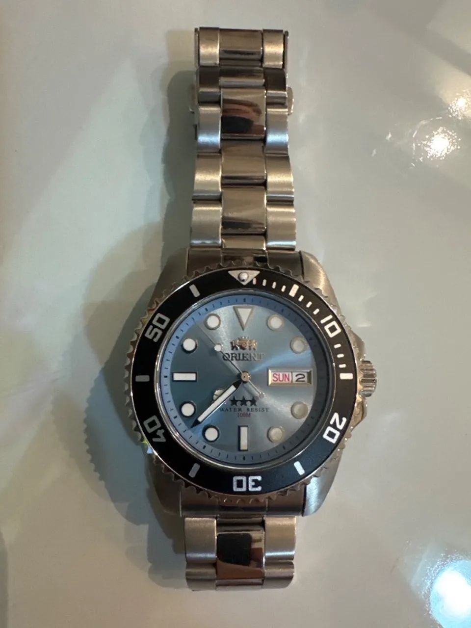 Orient Automático ? Mostrador Azul e Pulseira de Aço - Foto 2