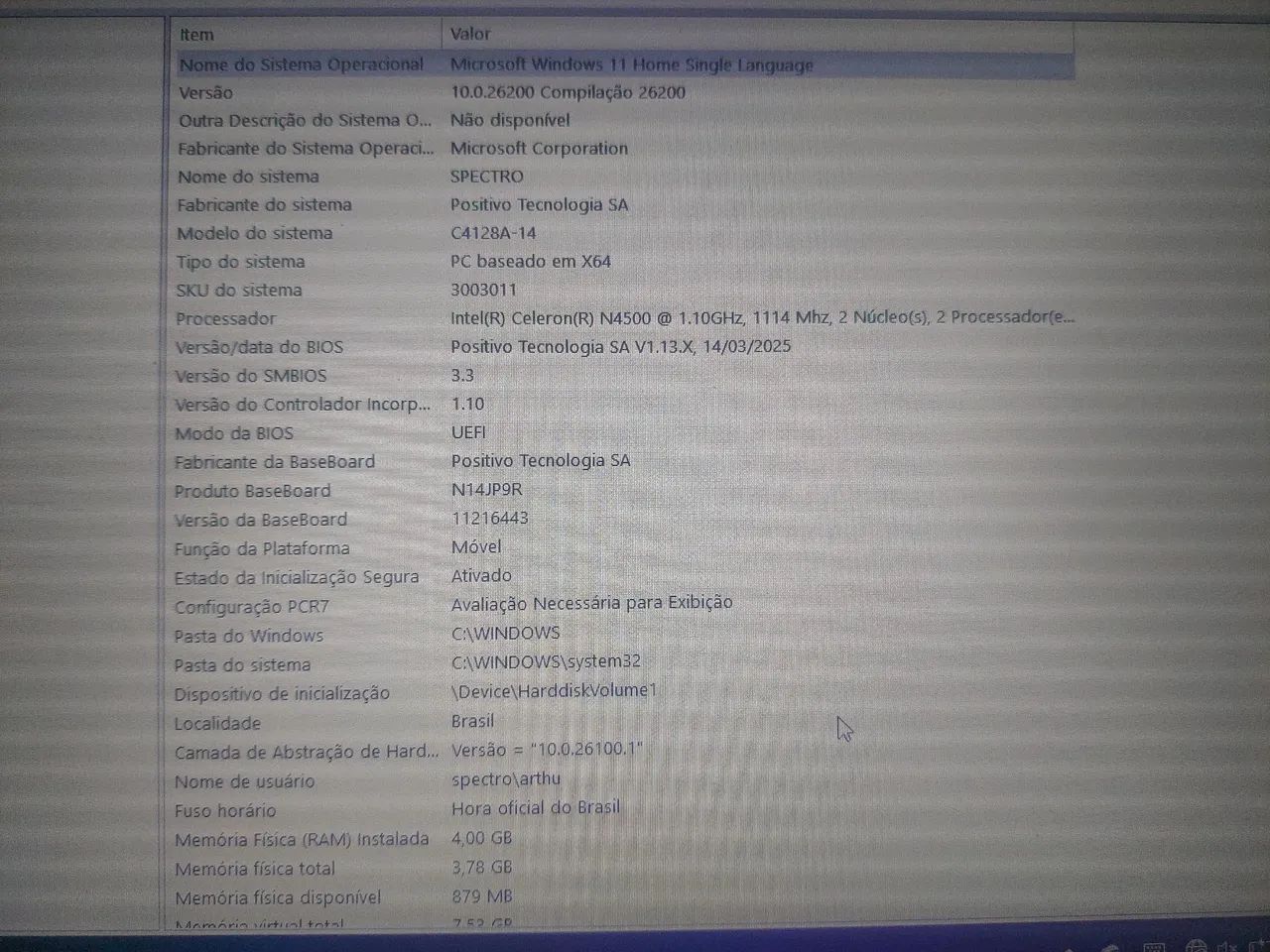 Notebook Positivo Seminovo - Windows 11 / Intel Celeron N4500 / Bateria 100% - Foto 4