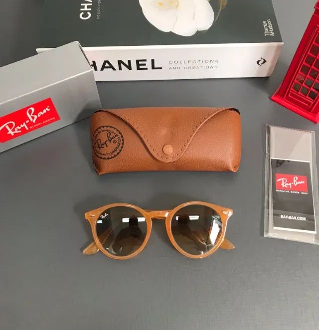 óculos de sol ray ban round style caramelo - Foto 3