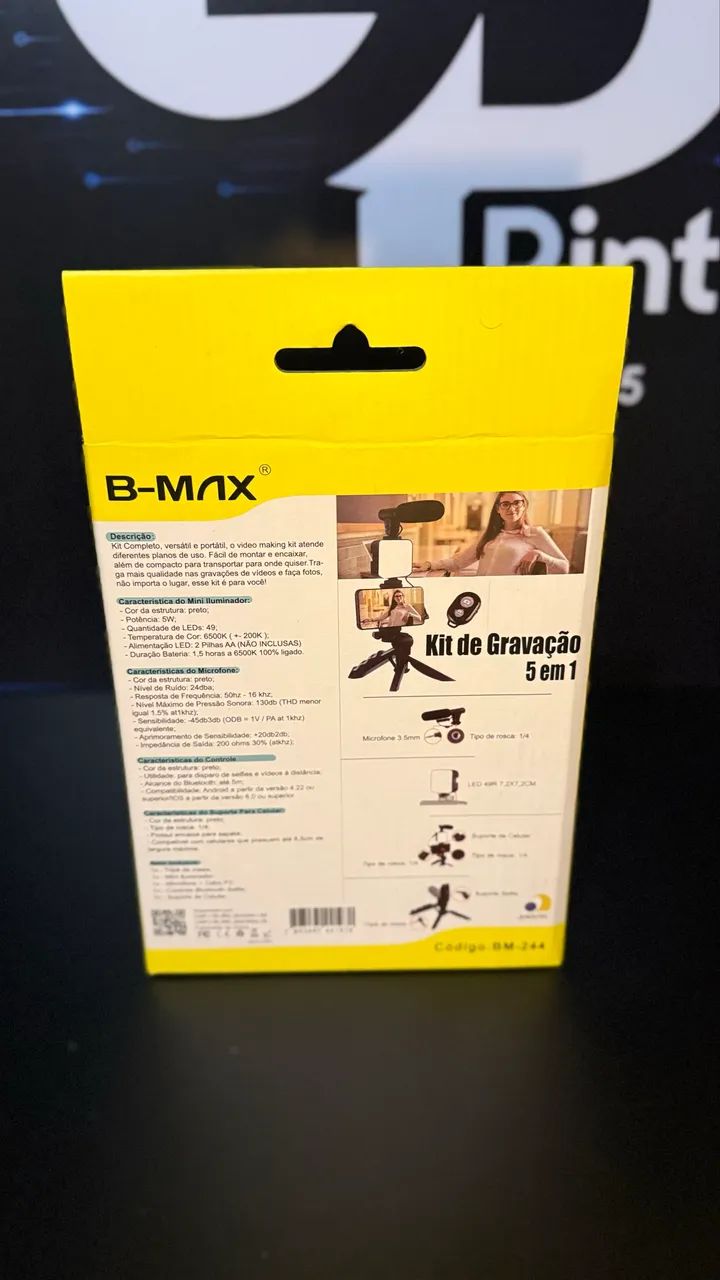 Kit de Gravação Profissional 5 em 1 para Celular | Microfone + LED + Tripé + Bluetooth - Foto 3