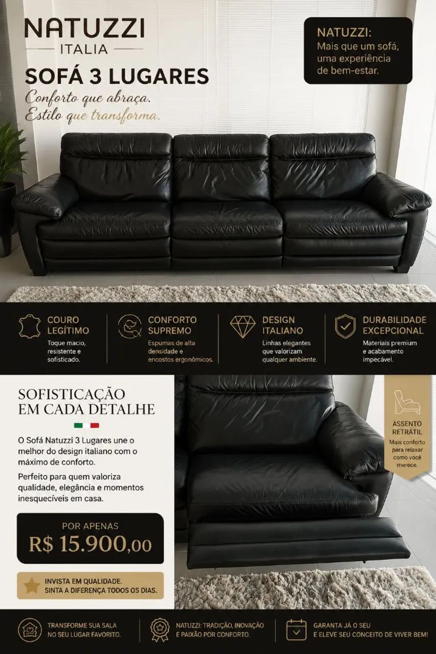 Sofá importado italiano NATUZZI