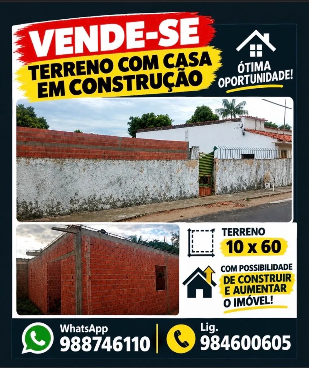 Vendo Terreno com casa em construção 