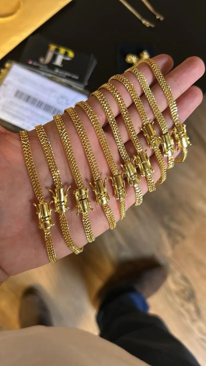 pulseira lacraia duplo 5mm banho ouro legítimo 
