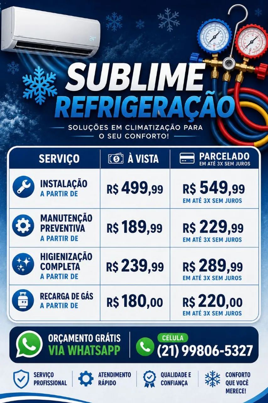 Instalação e manutenção de ar condicionado 