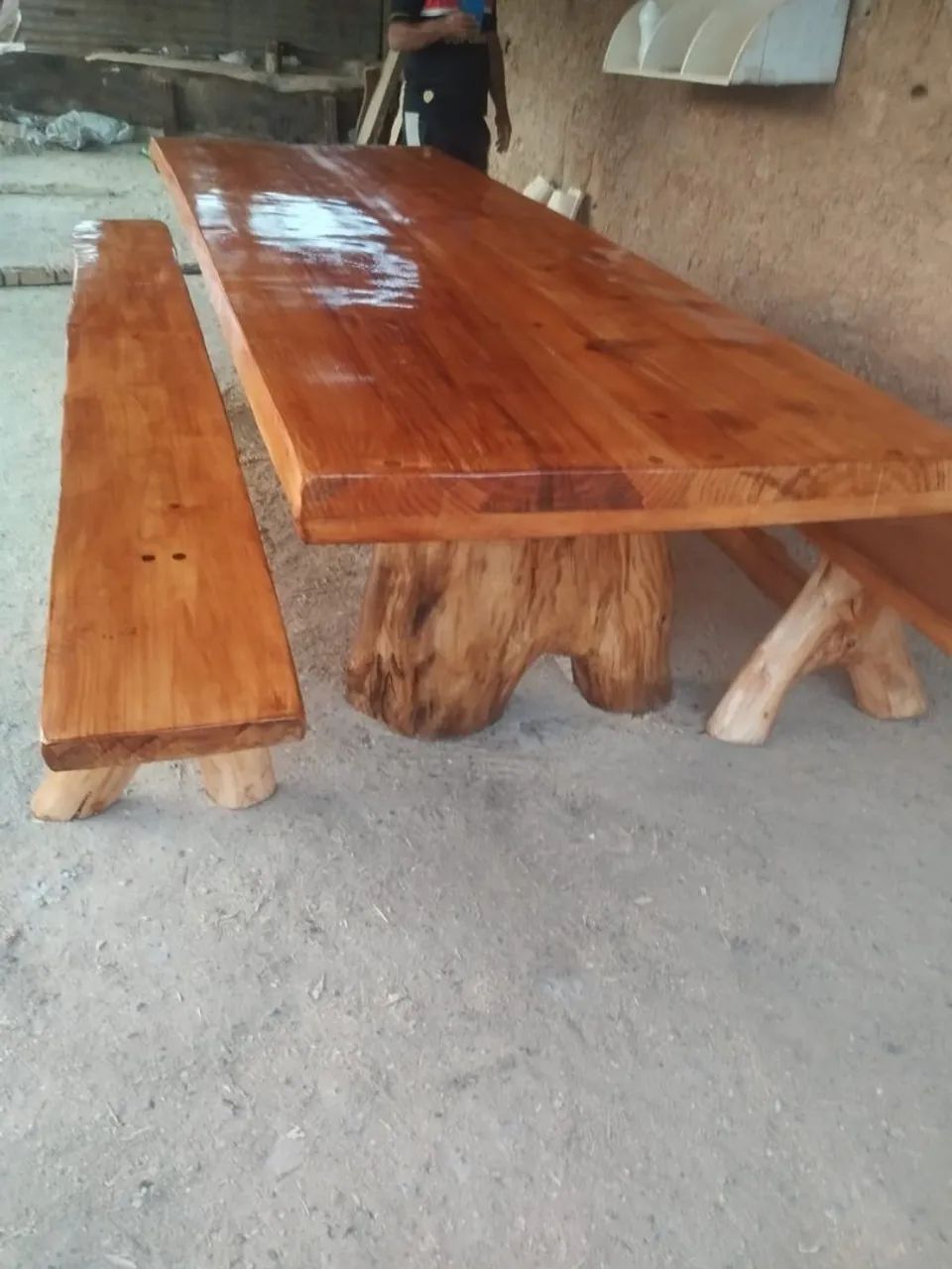 Jogo de mesa e banco rústicos  - Foto 4
